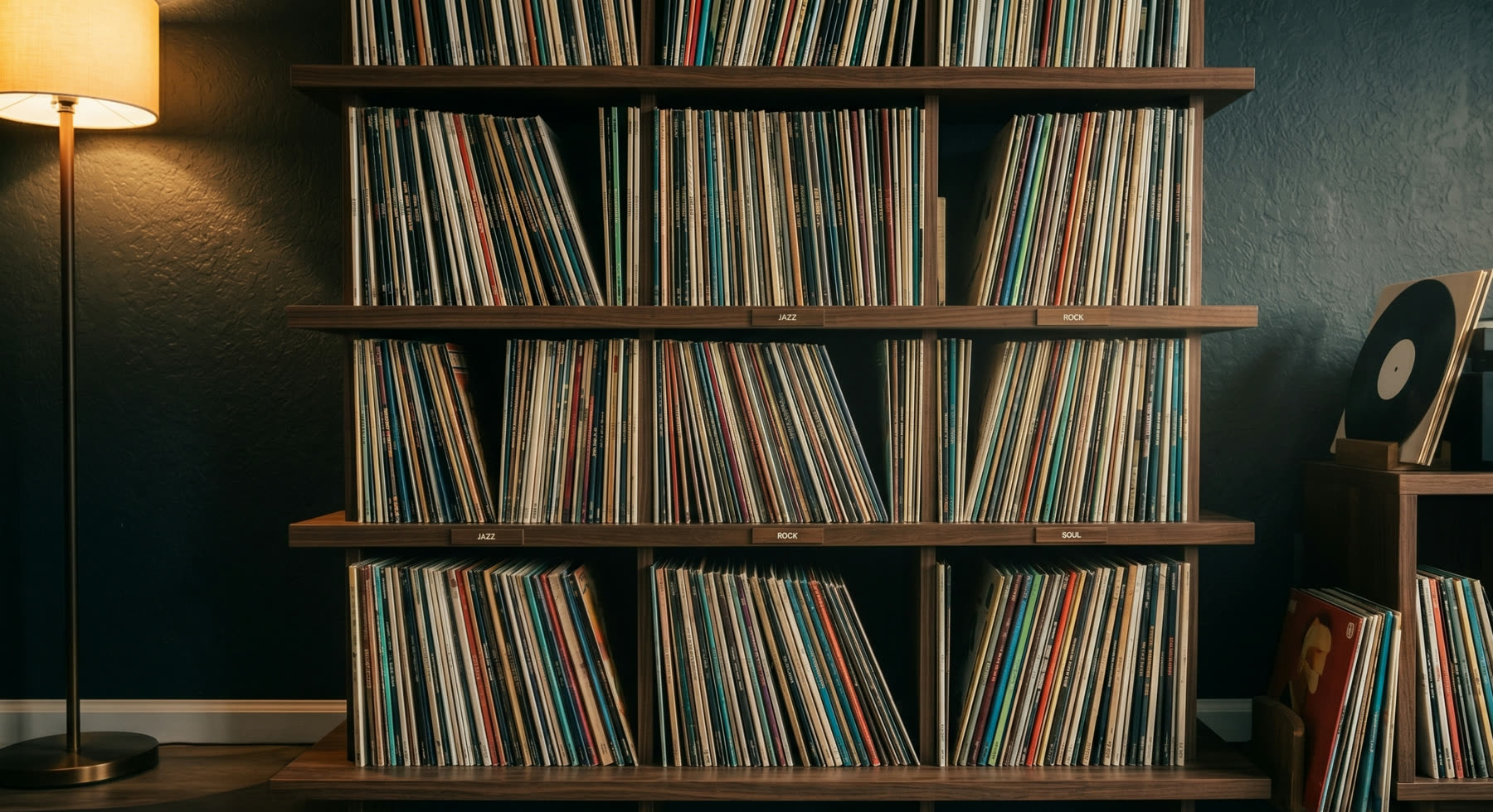 Colección de vinilos perfectamente ordenada y catalogada por género
