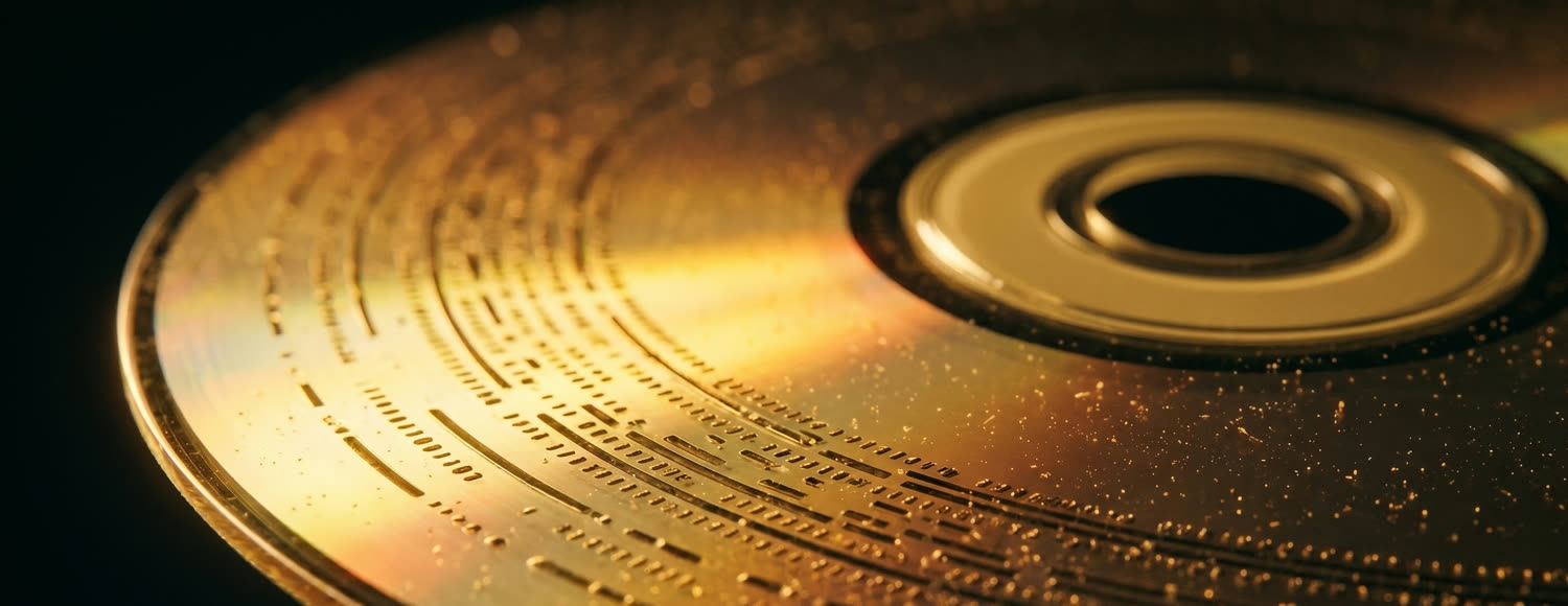 Un CD dorado, listo para digitalizar a FLAC con la firma HIFILAT
